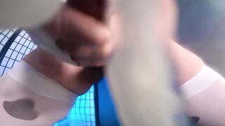 Femboy in a cow bikini gushes cum for you big cock worship