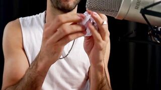 Gay ASMR paper tearing tingles daddy bears muscle man destroys relaxation