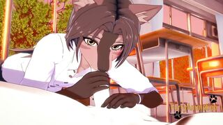 Furry yaoi dog takes deep throaty horse yiff and creampie