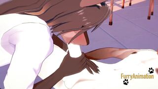 Furry yaoi dog takes deep throaty horse yiff and creampie