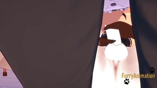 Furry yaoi dog takes deep throaty horse yiff and creampie