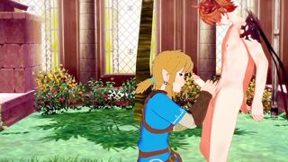 Link gets his cock wrecked by Tartaglia in raw anime anal creampie