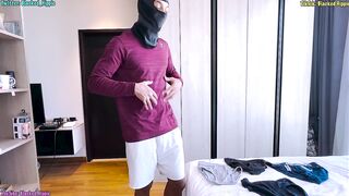 Masked twink tears his jock strapped undies straight guys cumshot