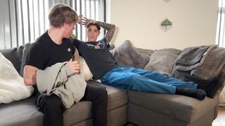 two british horny flatmates wank off with big dicks