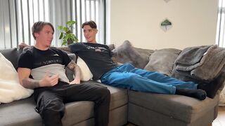 two british horny flatmates wank off with big dicks