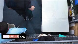 Barista Michael gets caught stealing then fucked bareback by john Vadim