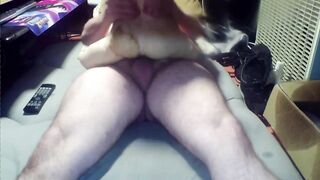 Chubby gay solo guy wrecked by toy tight cumshot