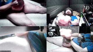 Chubby hairy guy masturbates alone with tight solo orgasm