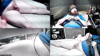 Chubby hairy guy masturbates alone with tight solo orgasm