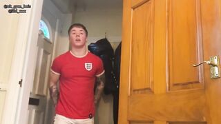 Two Sweaty Lads Jerk Off To The Match Big Dick Cumshots