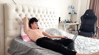 Straight guy busted stroking thick gay cock for cumshot