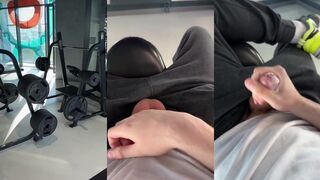Gym Cumshot Destroyed Juicy Big Cock Choked on Thick Load