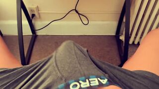 Ripping off his undies big cock cumshot thick thighs