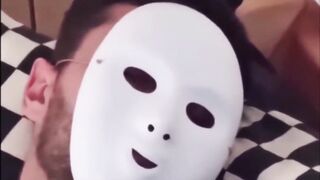Big cock bruises throat as masked stud gags him with cumshot straight from the balls