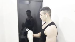 Gym employee watches me flex in the dressing room muscle worship POV