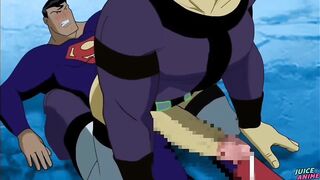 Superman's steel cock destroys Batman in brutal rough gay yaoi