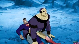 Superman's steel cock destroys Batman in brutal rough gay yaoi