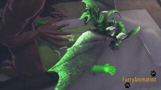 Demond Wolf ravages dragon in rough yaoi yiff brutal cum load