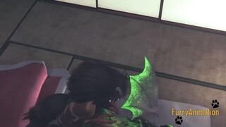Demond Wolf ravages dragon in rough yaoi yiff brutal cum load