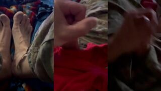 Soldier blows massive cumshot all over red briefs gay army hard