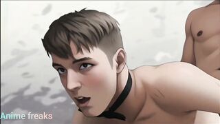 Gay college femboy gets destroyed riding big cock twice in rough sex