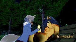 Giant horse rips fox’s tight hole raw yaoi 3D creampie