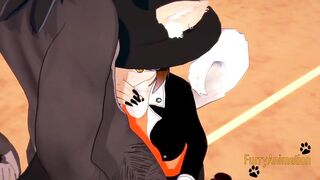 Shiro the furry dog gets his throat wrecked in wet sloppy yaoi 3D
