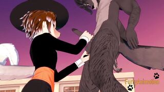 Shiro the furry dog gets his throat wrecked in wet sloppy yaoi 3D