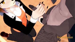 Shiro the furry dog gets his throat wrecked in wet sloppy yaoi 3D