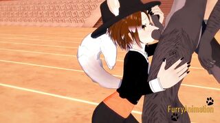 Shiro the furry dog gets his throat wrecked in wet sloppy yaoi 3D