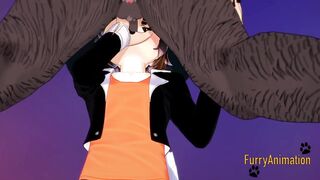Shiro the furry dog gets his throat wrecked in wet sloppy yaoi 3D