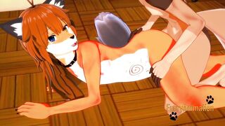 Naru fox gets wrecked by rough dog yaoi creampie