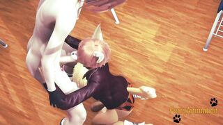 Two foxes yank each other off in class yaoi madness