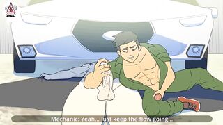 The Mechanic gets his engine revved hard in the garage