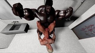 BBC muscle studs destroy in brutal gay sims animation