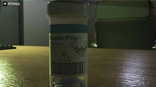 Muscle man takes growth pills and gets a monster cock with dick growth