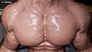 Muscle man takes growth pills and gets a monster cock with dick growth