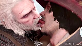 Geralt 3D Gay Game Tongue Slick Kissing Cartoon HD