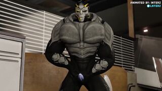 Aliens grow his furry muscle till his gay cock bursts the animation