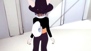 Furry yaoi foxes creampie in university bathroom