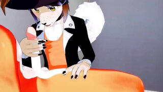Furry yaoi foxes creampie in university bathroom