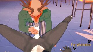 Louse gets throat wrecked by Legosi in 3D yaoi blowjob