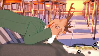 Louse gets throat wrecked by Legosi in 3D yaoi blowjob