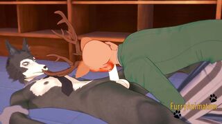 Louse gets throat wrecked by Legosi in 3D yaoi blowjob