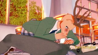 Louse gets throat wrecked by Legosi in 3D yaoi blowjob