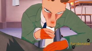 Louse gets throat wrecked by Legosi in 3D yaoi blowjob