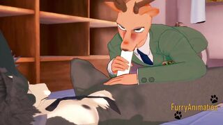 Louse gets throat wrecked by Legosi in 3D yaoi blowjob