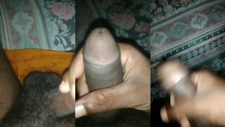Ebony talking dirty while stroking BBC cumming inside raw public solo