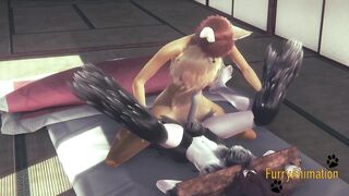 Fox Bottoms Wolf raw 3D yaoi hentai gets stuffed hard and creampied