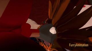 Furry yaoi threesome brutally destroys greedy fox with rough creampie